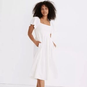 Linen-Blend Lucie Smocked Midi Dress